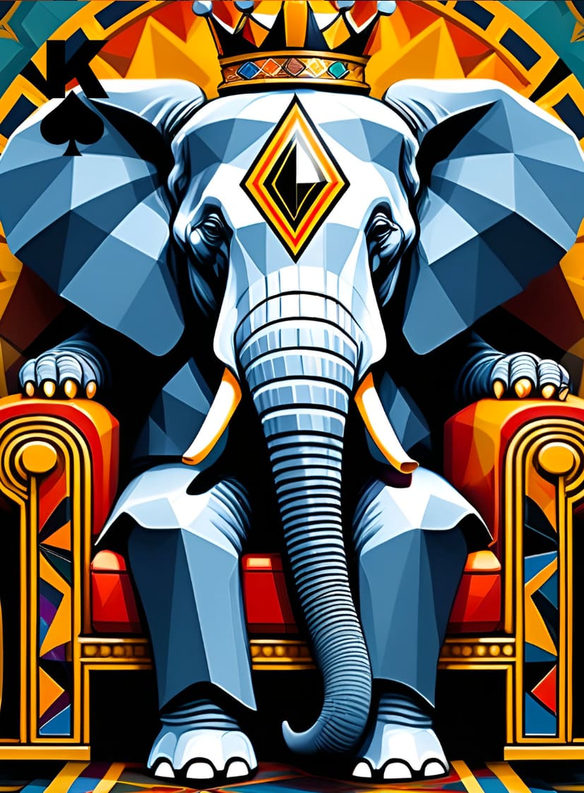 TEMBO - KING OF SPADES by Linda Leftwich  Image: TEMBO- Swahili word for Elephant now endangered species