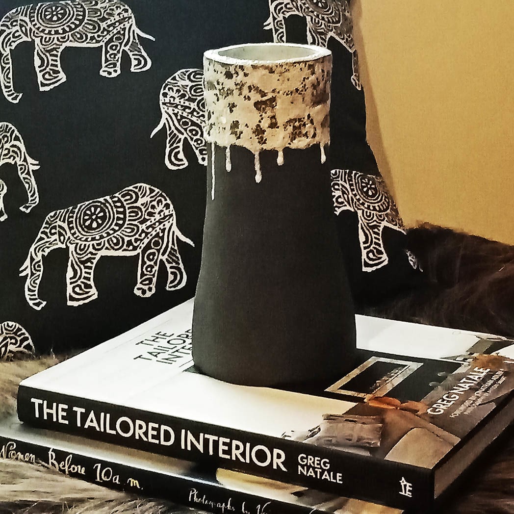 CHOCOLATE STONEWARE VASE by Linda Leftwich  Image: Sumptuous brown with icing on top