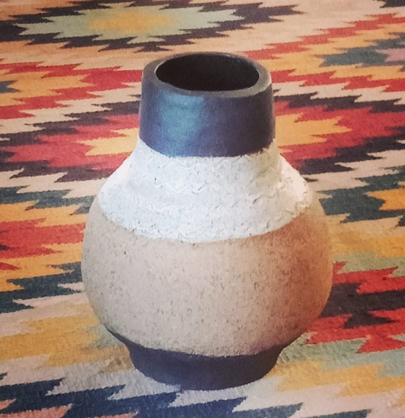 NAVAJO POT by Linda Leftwich  Image: Navajo inspired pot of mixed clay types