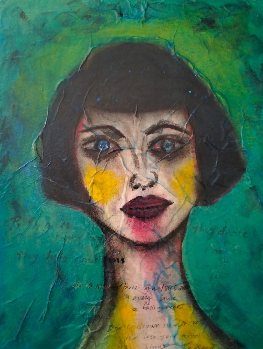 PRETTY GIRLS DON'T CRY by Linda Leftwich  Image: Rice paper on wood