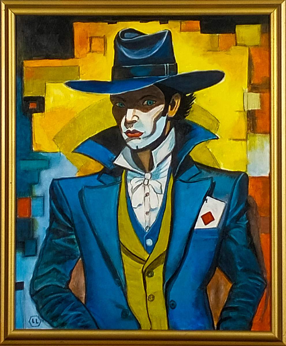 THE GAMBLER by Linda Leftwich  Image: The Gambler in 1970's vintage Gold Frame