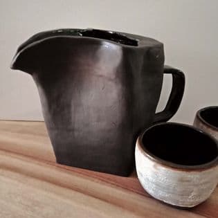 BLACK CLAY JUG by Linda Leftwich  Image: Lustrous natural black clay jug