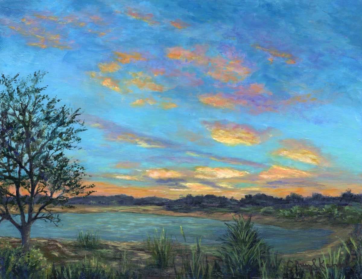 Sunset Pond by CHERYL L KANUCK  Image: Sunset Pond- Original acrylic painting by Cheryl Kanuck