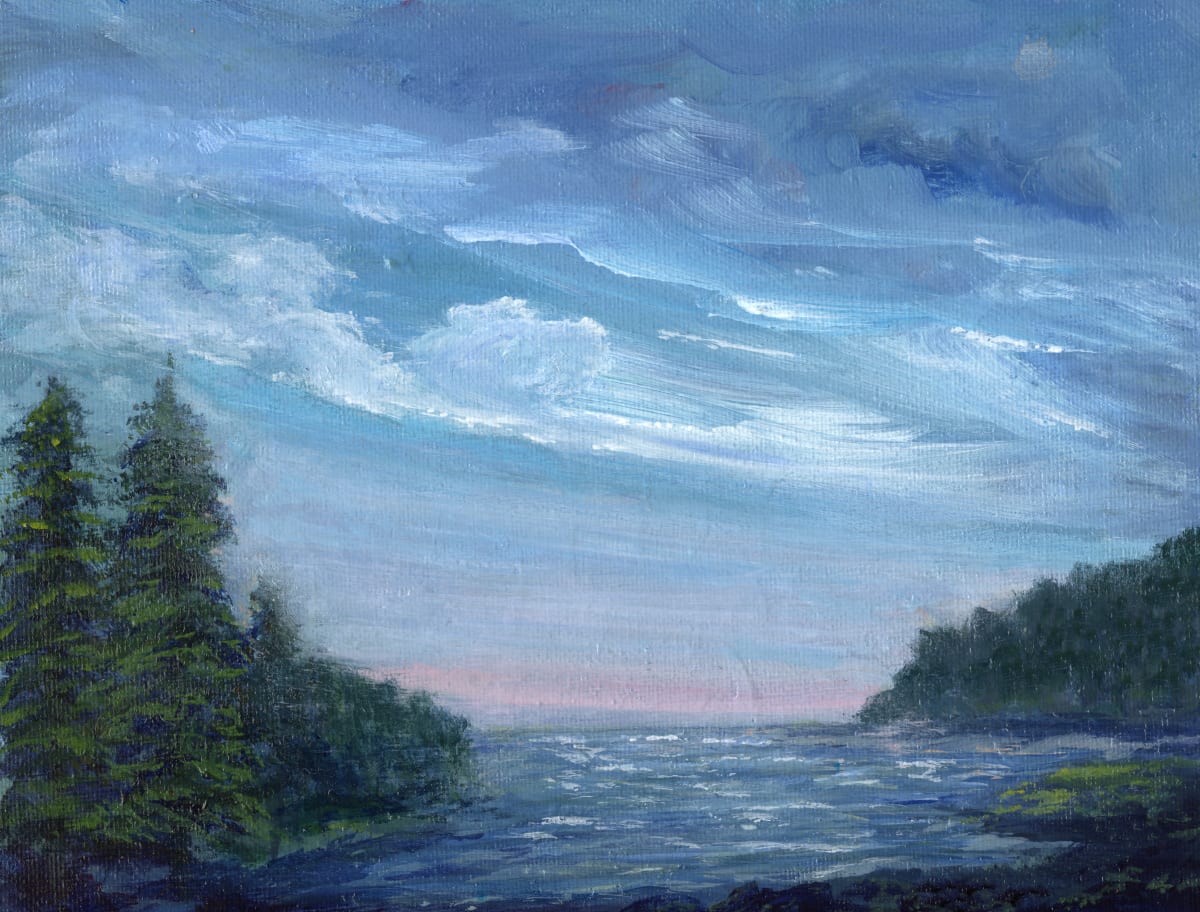 Lake at Dawn by CHERYL L KANUCK  Image: Lake at Dawn original acrylic painting by Cheryl Kanuck