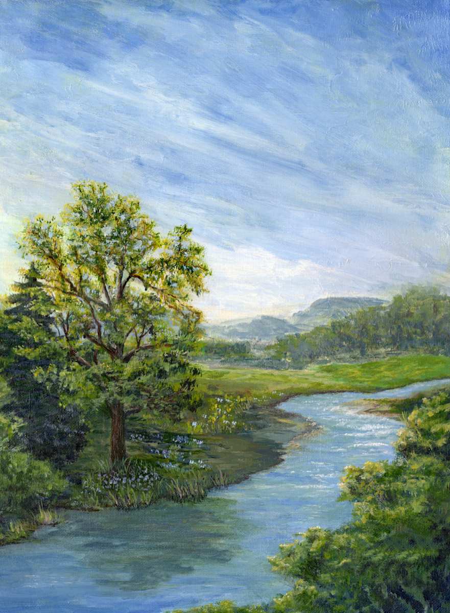 Summer Mountain Stream by CHERYL L KANUCK  Image: Summer Mountain Stream original acrylic painting by Cheryl Kanuck