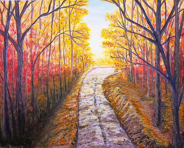 Tree Lined Drive by CHERYL L KANUCK  Image: Tree Lined Drive- Original Acrylic Painting by Cheryl Kanuck