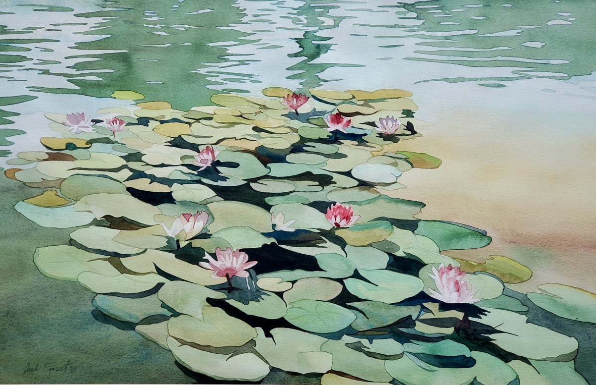 Water Lilies by Andy Forrest,  SeismicWatercolors  Image: Water Lilies painted in 1981