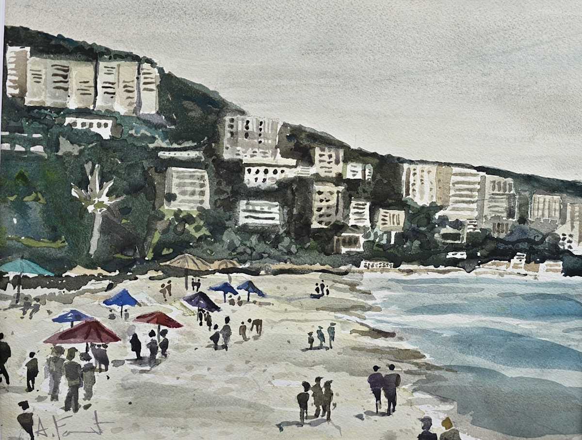 Cloudy Beach, P.V. by Andy Forrest - Seismicwatercolors 