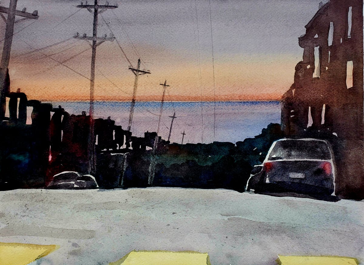 Dusky Sunset by Andy Forrest  Image: Plein Air at Quintara St. & 12th Ave. in the Sunset District of San Francisco, Ca.