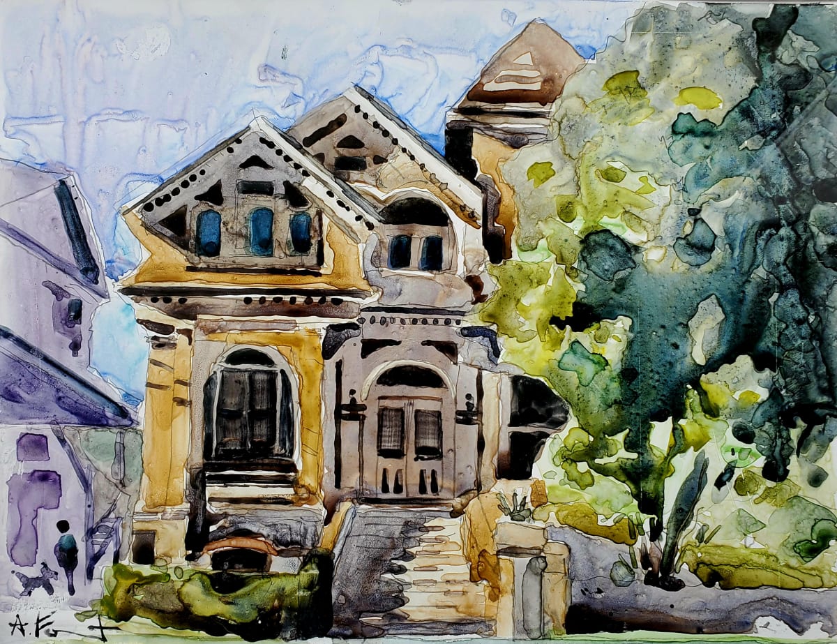 Krusi Mansion, Alameda, Ca., by Andy Forrest,  SeismicWatercolors  Image: Painted during the Frank Bette Plein Air Paintout in Alameda, Ca.