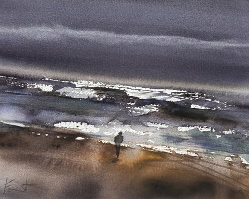Ocean Beach Nocturne by Andy Forrest - Seismicwatercolors, Image 2.