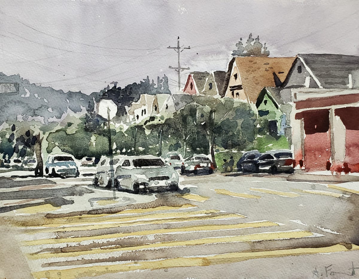 Studio View 8/22 by Andy Forrest  Image: Painted along with the Sunset Urban Sketchers, the studio view out the front window