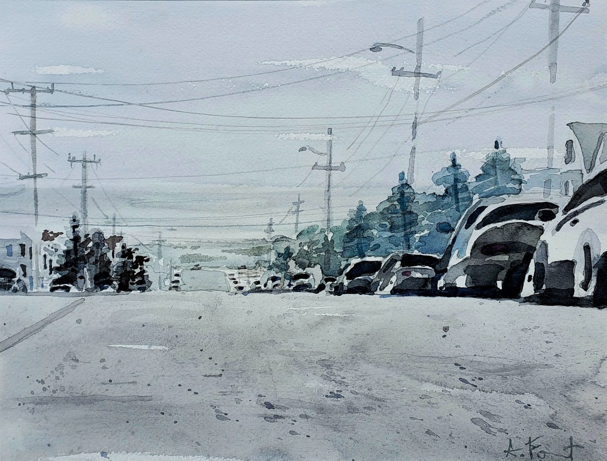 Foggy View to Ocean Beach by Andy Forrest  Image: Plein Air in the car during the Winter Storms from 42nd Ave. & Ulloa  St. 