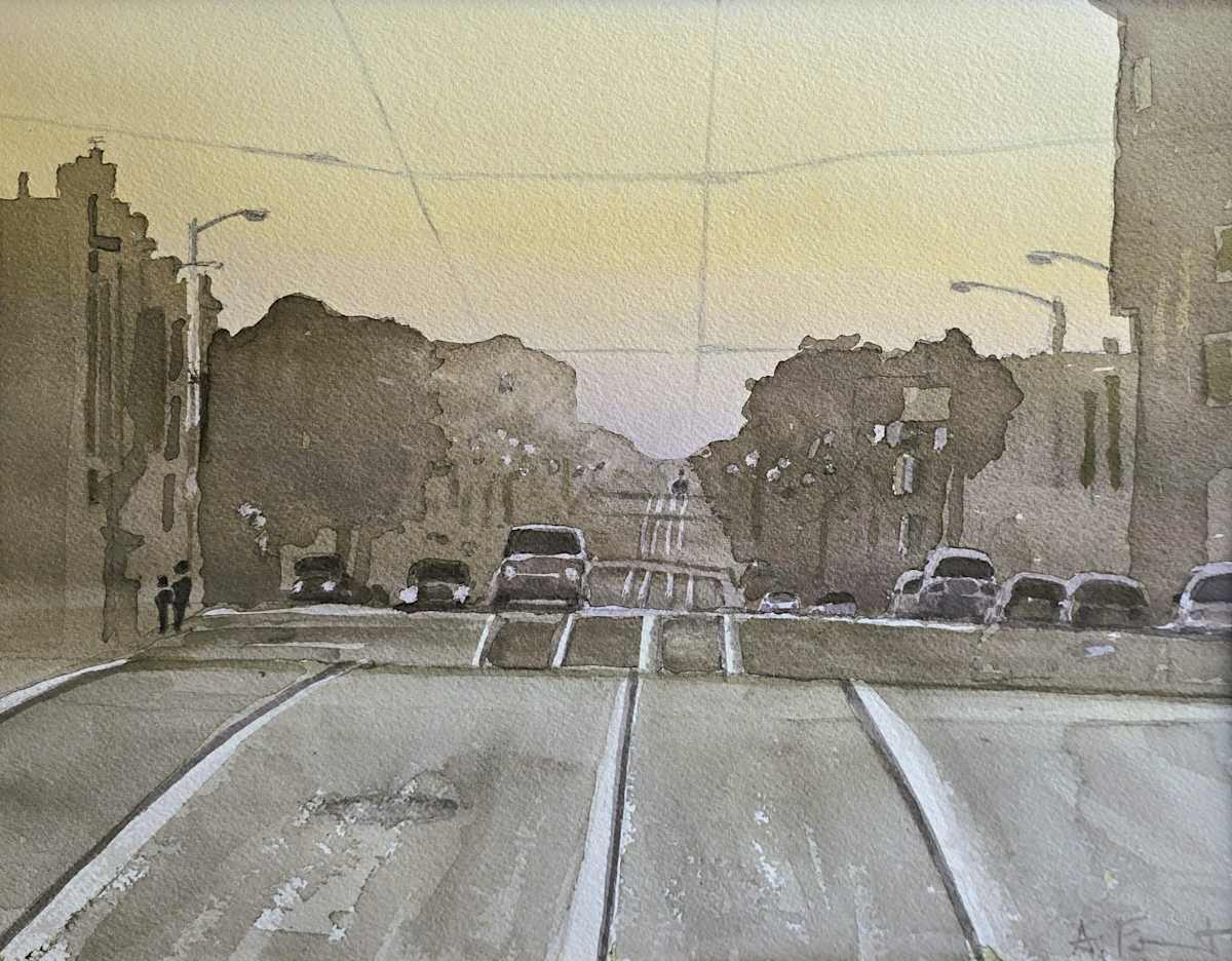 Sunset Tracks by Andy Forrest - Seismicwatercolors 