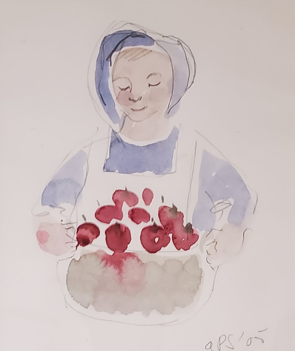 Amish Woman with Apples by Audrey Jacobson  Image: Amish Woman with Apples by Audrey Jacobson