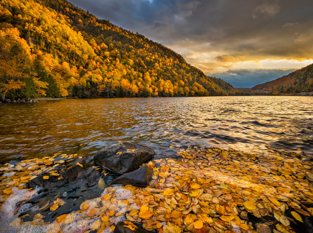 Upper Cascade Lake at the Base of Cascade Mountain with Autumn Birch Leaves by Johnathan Esper  Image: Upper Cascade Lake at the Base of Cascade Mountain with Autumn Birch Leaves by Johnathan Esper