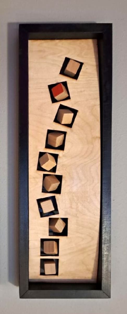 There is always ONE! by Cindy S. McClellan  Image: Tumbling blocks falling into place, there is always one that is different. Collect multiple"Shapes & Shadows" art for a gallery wall. 