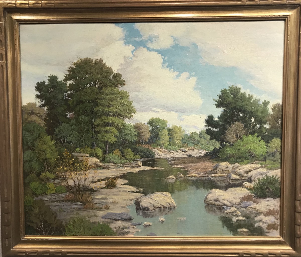 Creek in Zilker Park by M. Walton Leader  Image: front w frame (after cleaning)