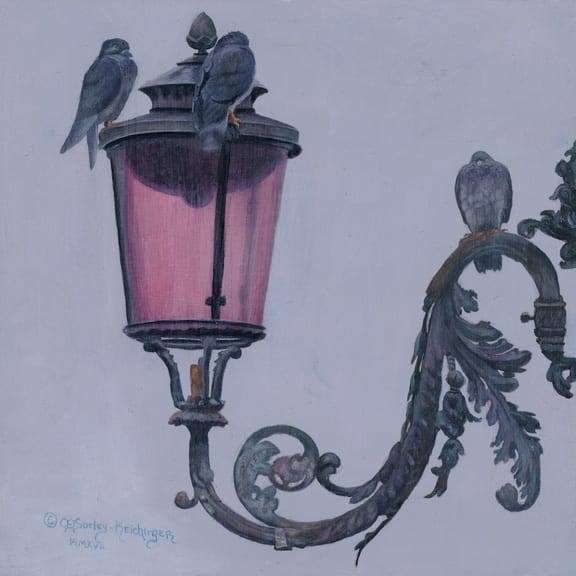 Foggy Perch  Image: In Venice, These lovely lamps with Murano glass, make a beautiful perch for the resident  pigeons.