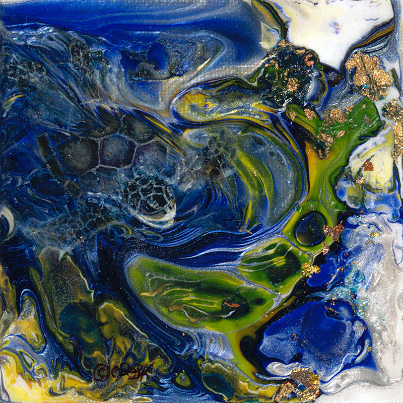 Turtle Swirl  Image: Green Sea Turtles like seaweed.  The waves washing over them often hides them, as suggested in this painting.
