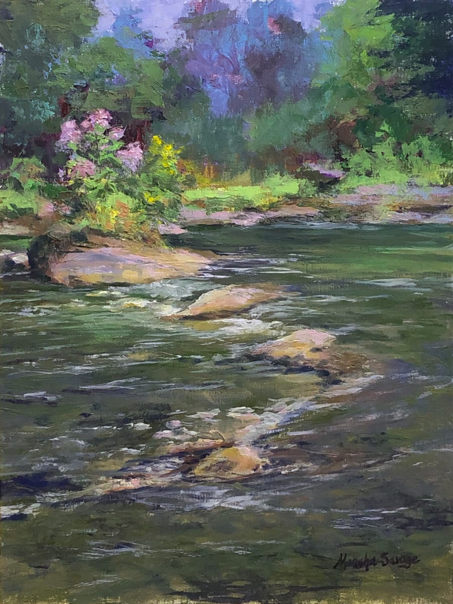 Abstracted Creek by Marsha Hamby Savage  Image: Abstracted Creek, Oil 12" x 9"