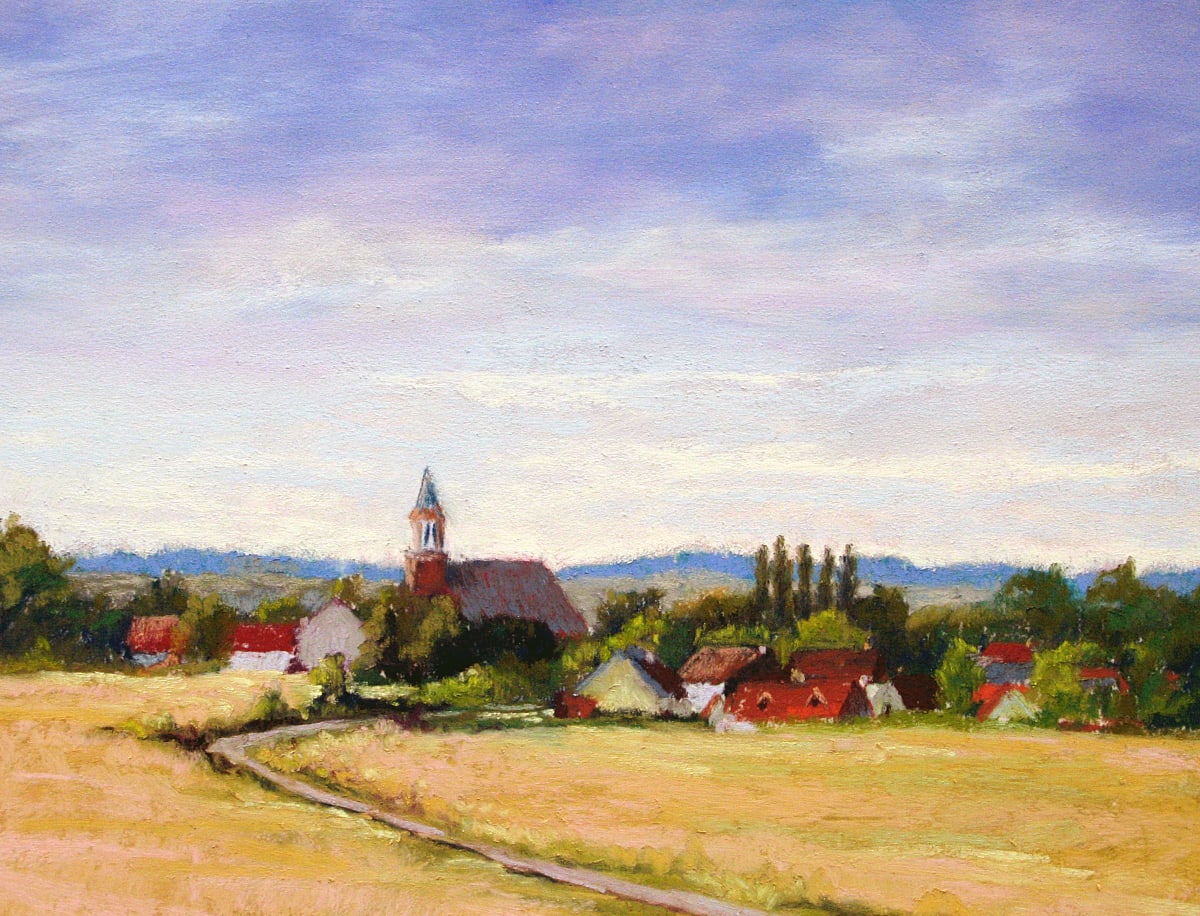 Village & Church  Image: Village & Church, Pastel