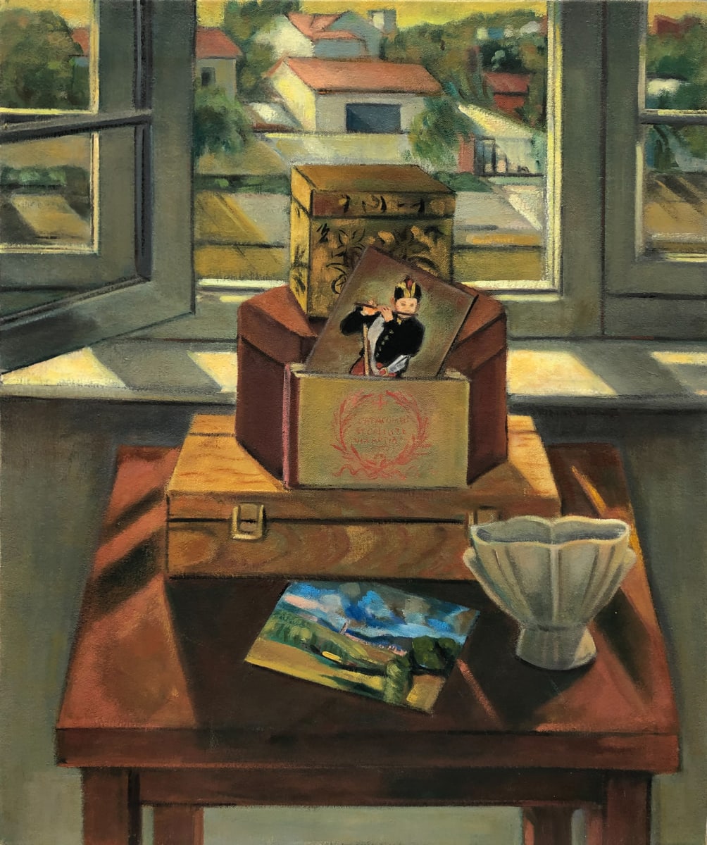 Still Life with Postcard and Open Window (The Fifer by Manet) by Ethel Fisher 