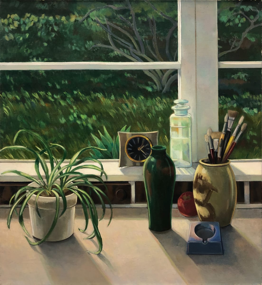 White and Green Still Life with Window by Ethel Fisher 