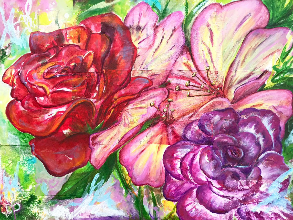 Bouquet by Delphine Peller  Image: "Bouquet" mixed media 25"x 19"