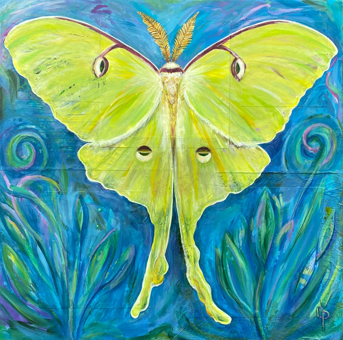 Luna by Delphine Peller  Image: "Luna" mixed media on canvas 24" x 24" 