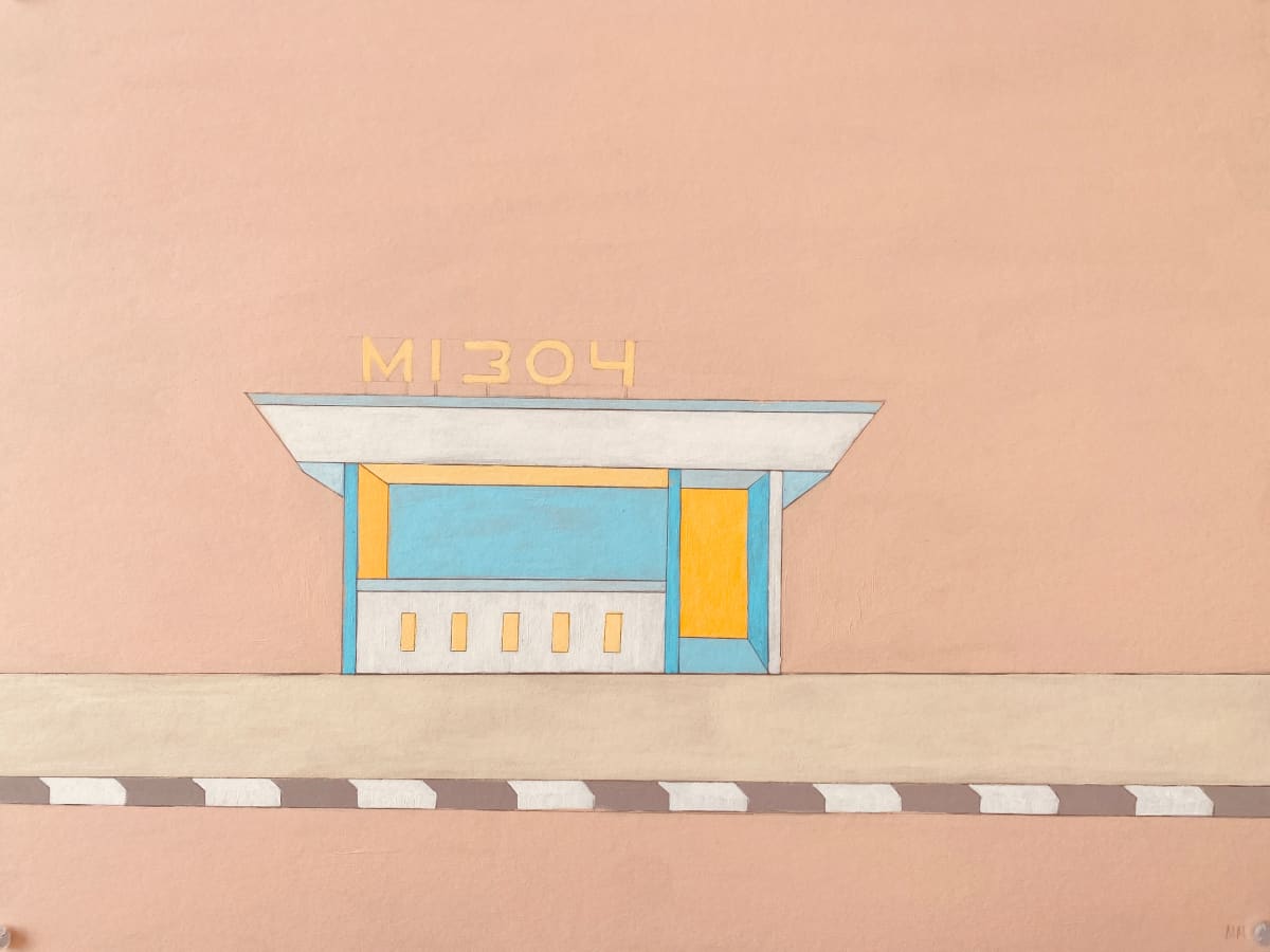 Wes Anderson Bus Stop by Michelle Mullet 
