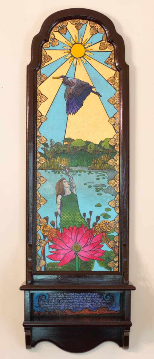 Rising from the Mud by Frances Byrd  Image: Rising from the Mud, on Wood Panel, 11 x 28 x 4 inches, 2022