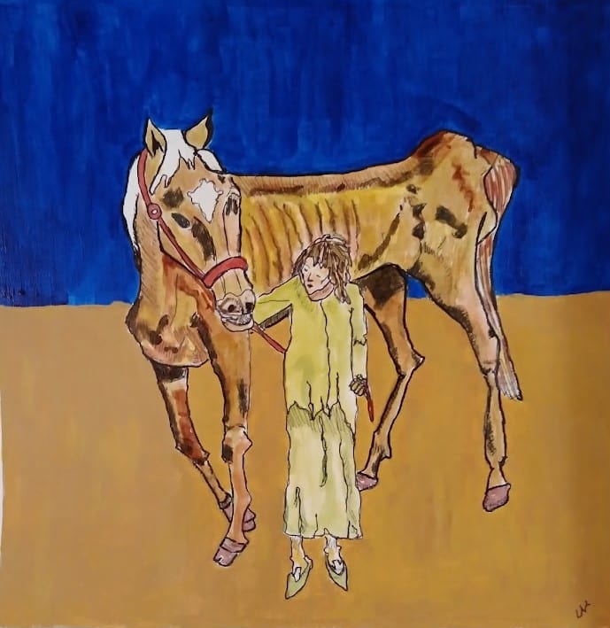 Fudgesicle - Apocalypse: Famine by Helene Montpetit  Image: A series of works inspired by the war in Ukraine, the coups and continuing violence in Africa, the wildfires, floods and other extreme weather events we have been experiencing, and by the Apocalypse Tapestry. Une série d’œuvres inspirées par la guerre en Ukraine, les coups d’état et la violence continue en Afrique, les feux de forêt, inondations et autres évènements météorologiques extrêmes dont nous faisons l’expérience ainsi que par la Tapisserie de l’Apocalypse. 