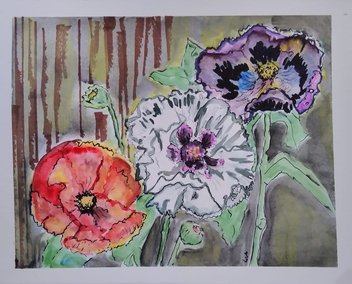 Peace Poppies by Helene Montpetit  Image: Étude à l'aquarelle pour une pièce du triptique de la série Fudgesicle/Apocalypse.
Watercolour study for part of the triptych in the Fudgesicle/Apocalypse series.