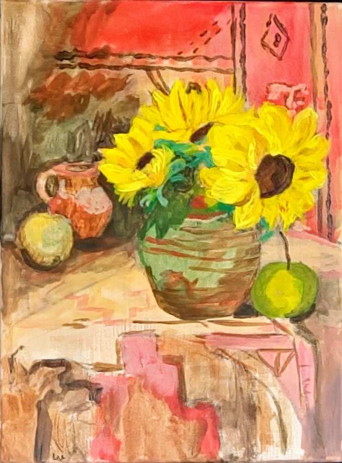 Still Life With Sunflowers by Helene Montpetit 
