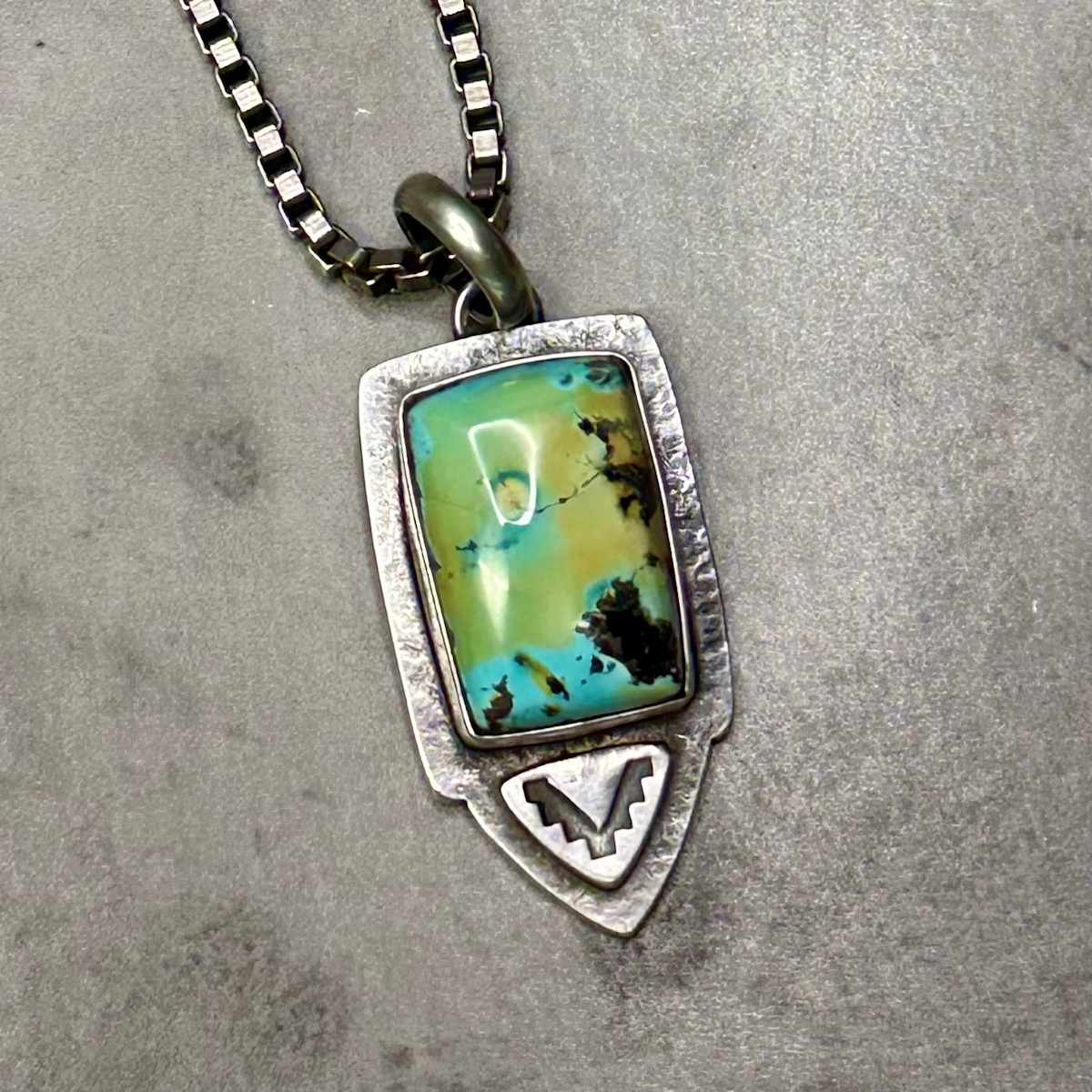 "Veridian Edge Unisex Penant" - Black Hills turquoise in sterling by shasta brooks studio  Image: All Art © Shasta Brooks Studio LLC
