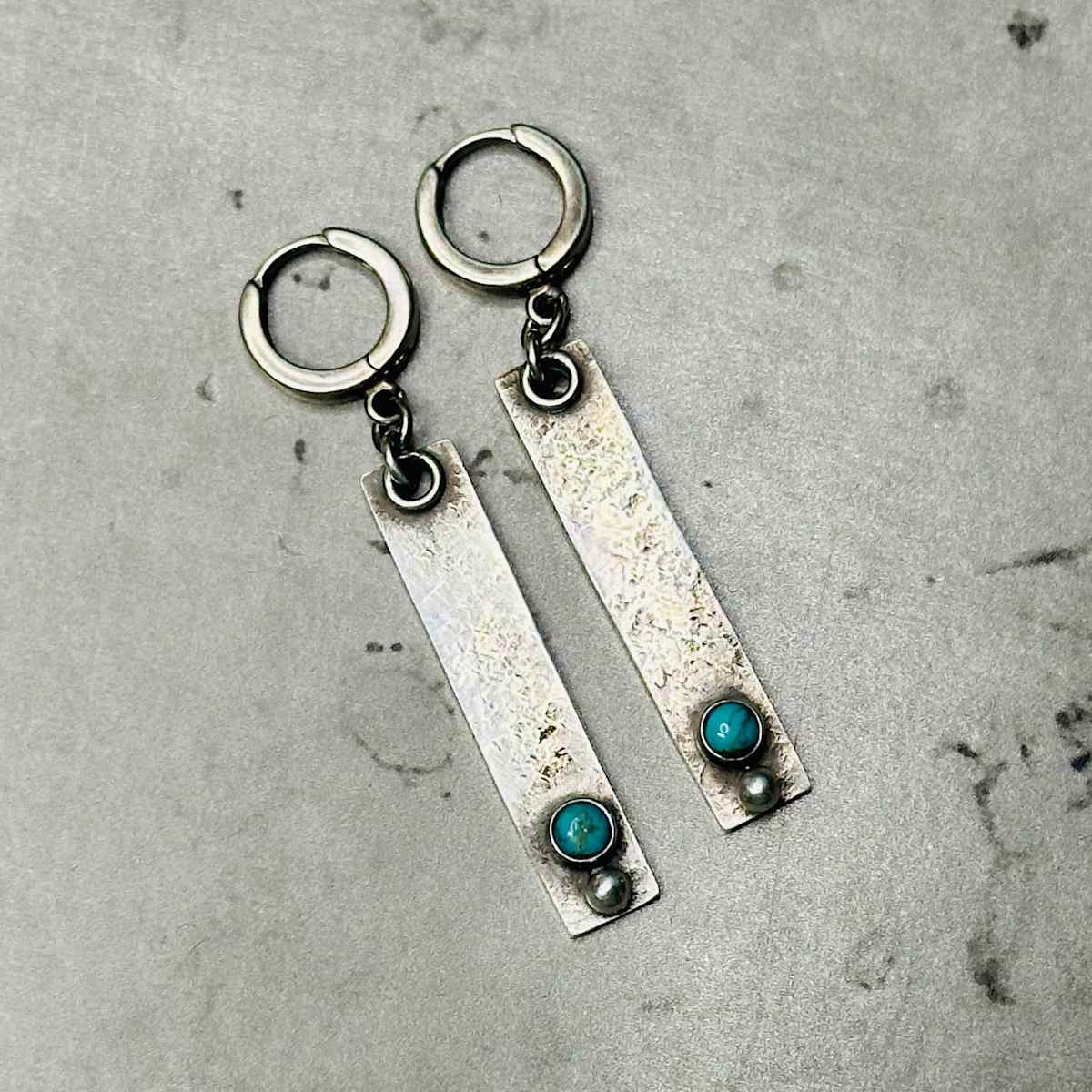 "Echo Tag Earrings" - Kingman turquoise and sterling by shasta brooks studio  Image: All Art © Shasta Brooks Studio LLC