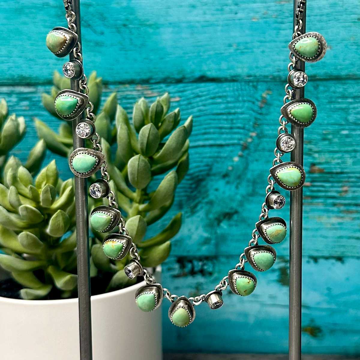 "Asymetrical Cinderella Choker" - Minty Green Kingman Turquoise and Sterling Silver by shasta brooks studio  Image: All Art © Shasta Brooks Studio LLC