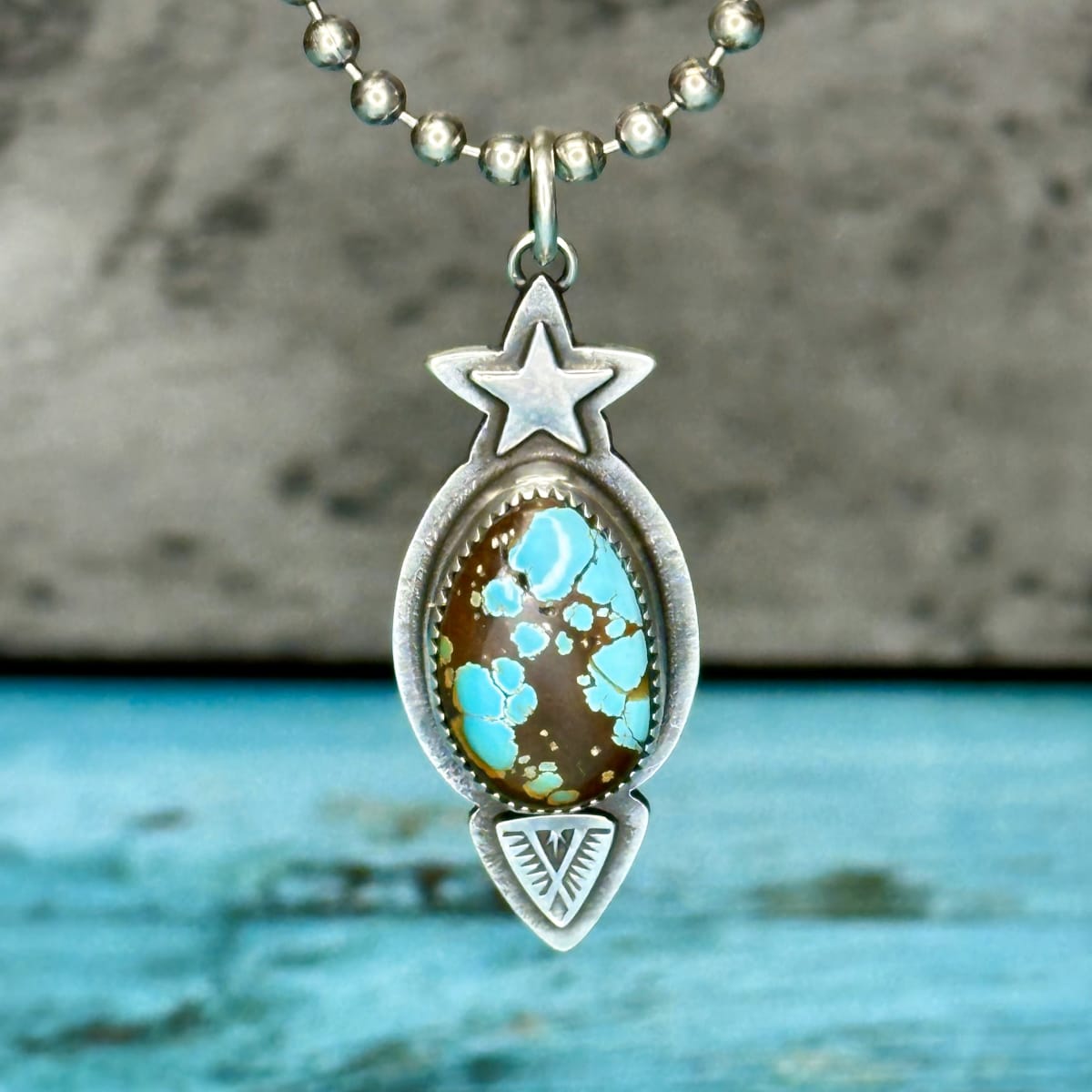 "Luu Pendant" - Sterling Silver and Natural Thunderbird Turquoise by Shasta Brooks  Image: All Art © Shasta Brooks Studio LLC