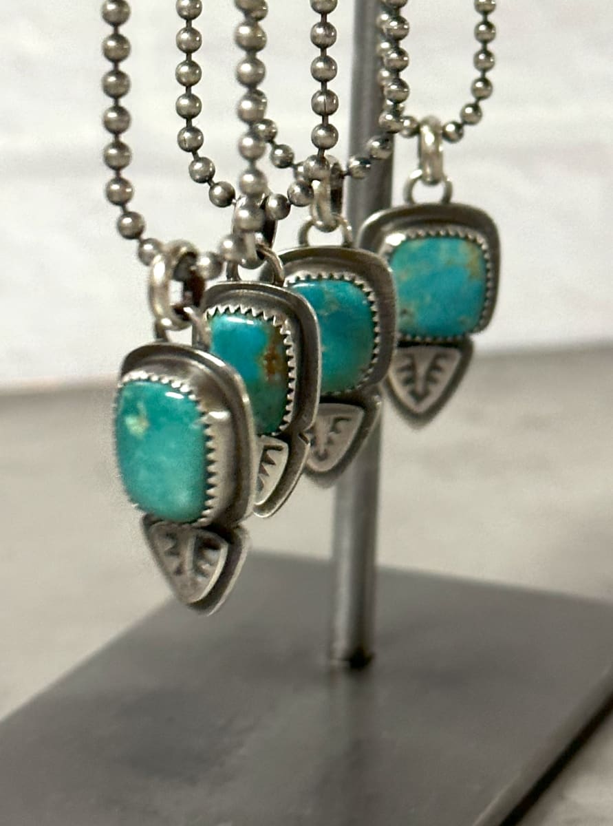 "Sugar Sugar Pendant" - 3 of 4 - Cusion Cut Kingman Turquoise Square Pendant on 16" Bead Ball Chain by shasta brooks studio  Image: All Art © Shasta Brooks Studio LLC