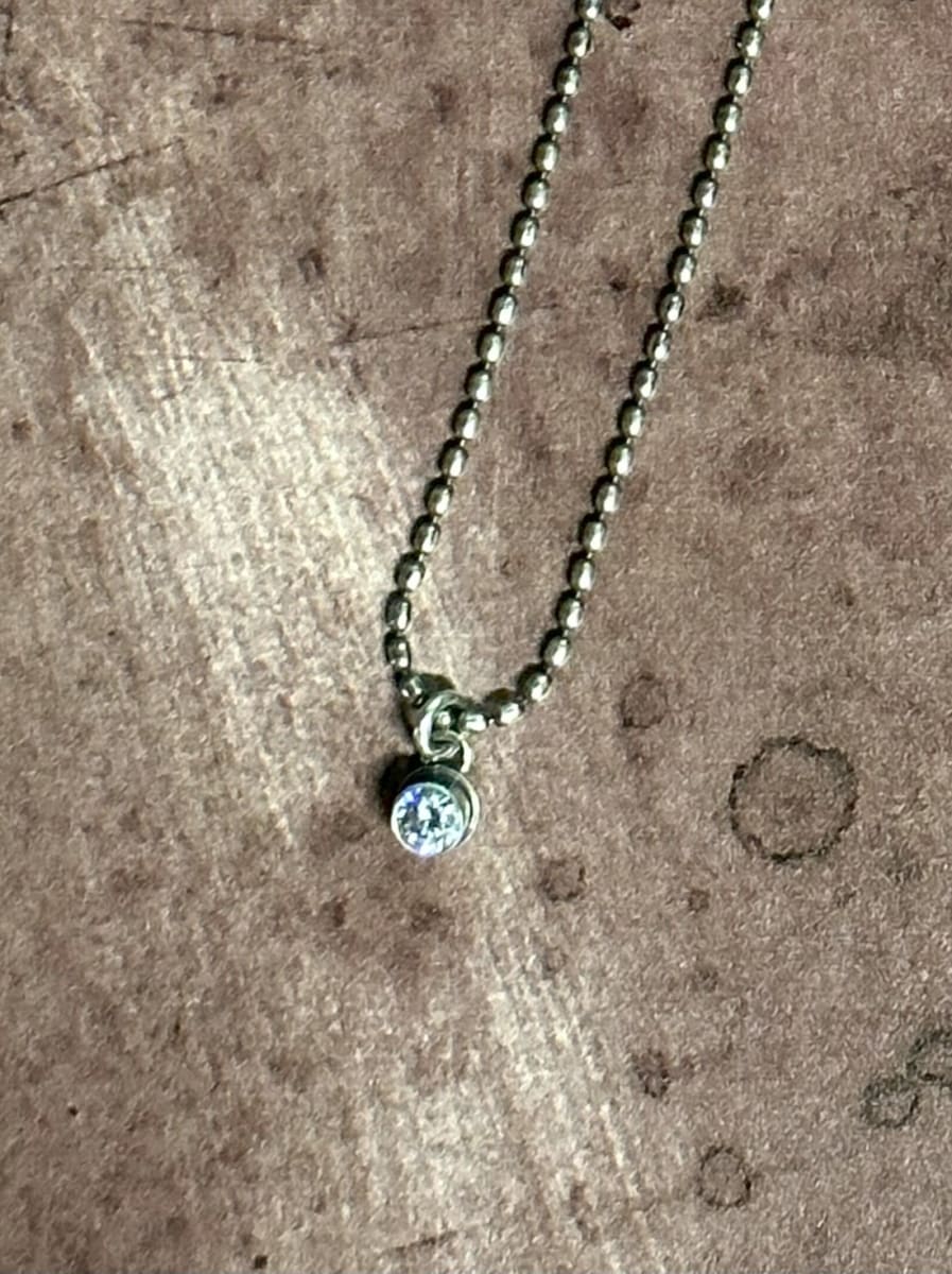 "I Woke Up Like This Layering Necklace" - CZ Pendant  on 18" oval bead bead ball chain by Shasta Brooks  Image: All Art © Shasta Brooks Studio LLC