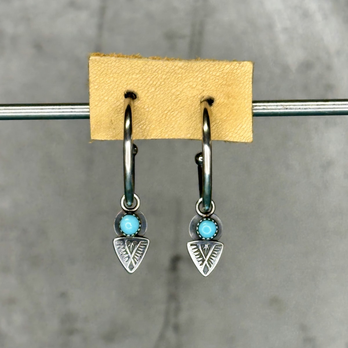 "Venus Hoop Earrings" - Hand Stamped Sterling Silver and Kingman Turquoise by Shasta Brooks Studio LLC  Image: All Art © Shasta Brooks Studio LLC