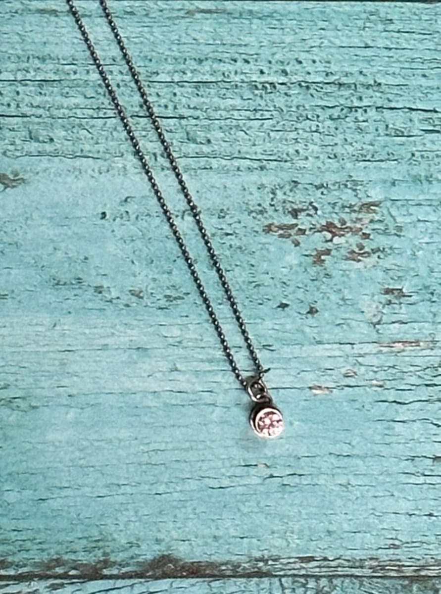 "I Woke Up Like This Layering Necklace" - CZ Pendant on 24" baby bead ball chain (1.2mm) by Shasta Brooks  Image: All Art © Shasta Brooks Studio LLC