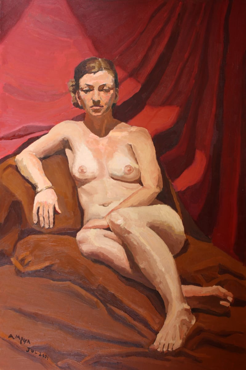 Nude with Red Drapes by Maya Leites 