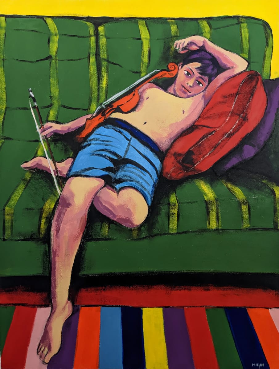 Repose by Maya Leites  Image: The palette for this painting is presented in the carpet. All colors in the painting rely on this palette.  