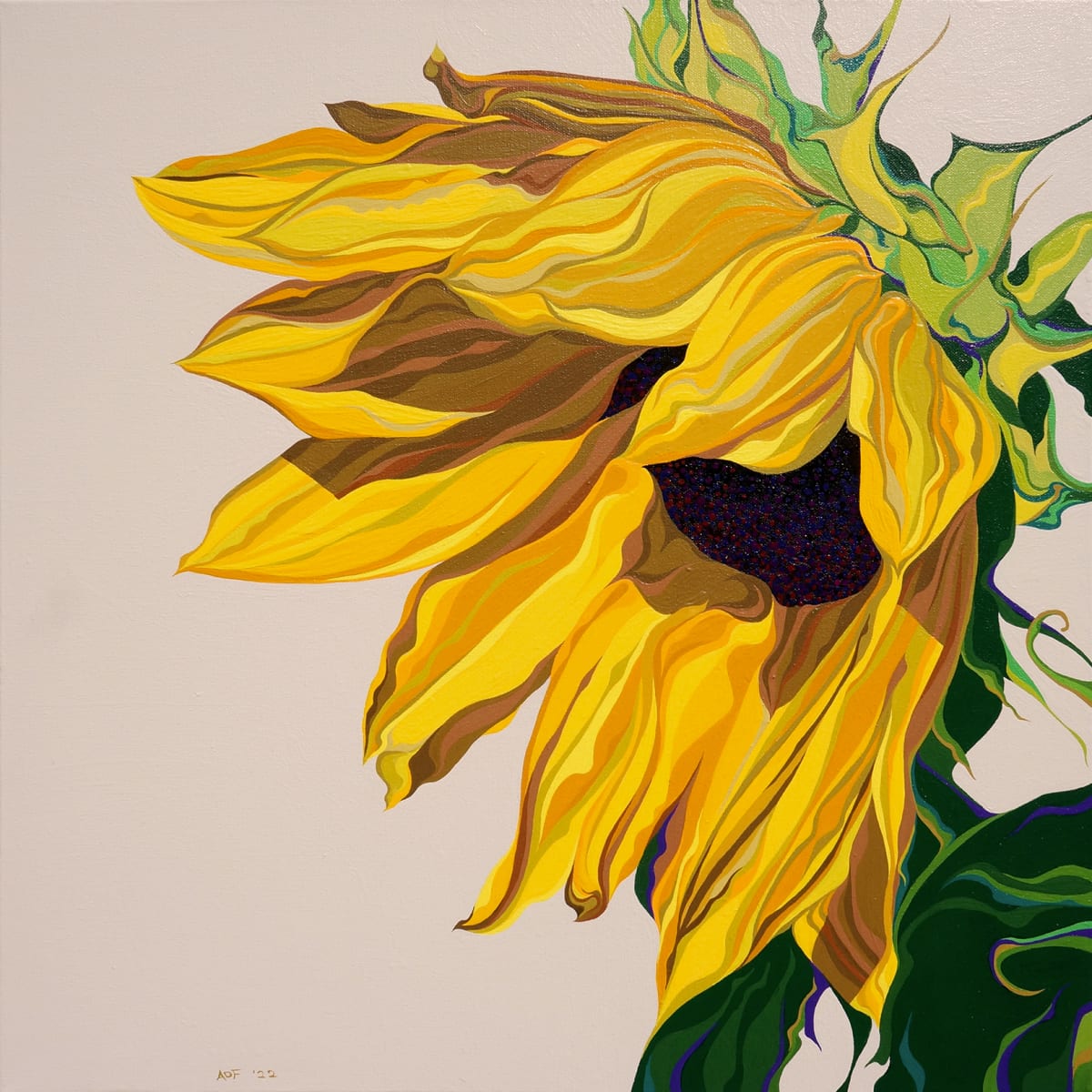 Sun Siesta by Amy Ferrari  Image: Seems like the sunflower is taking a rest from the blaring sunshine.