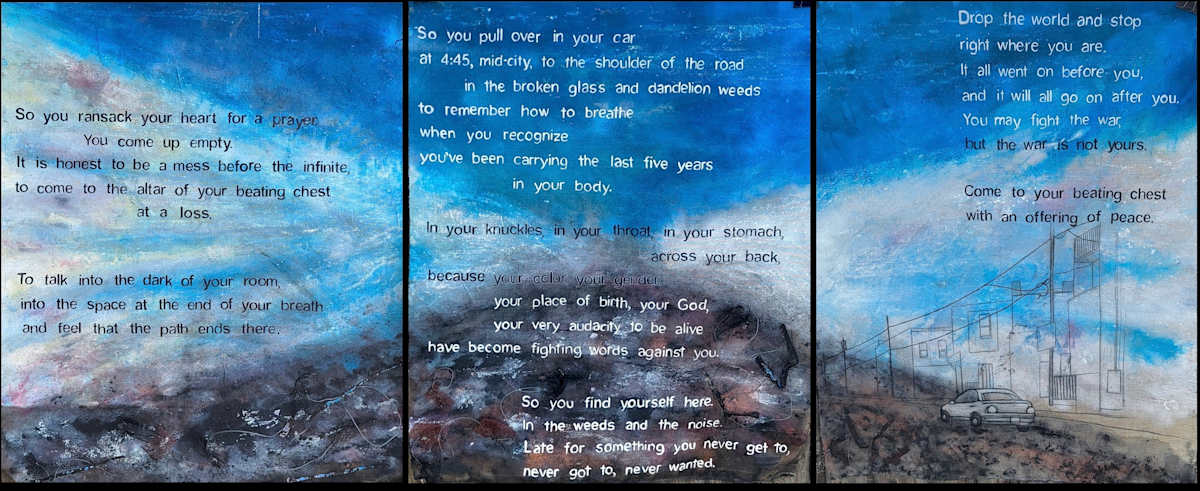 An Offering, Triptych by Pam Douglas 