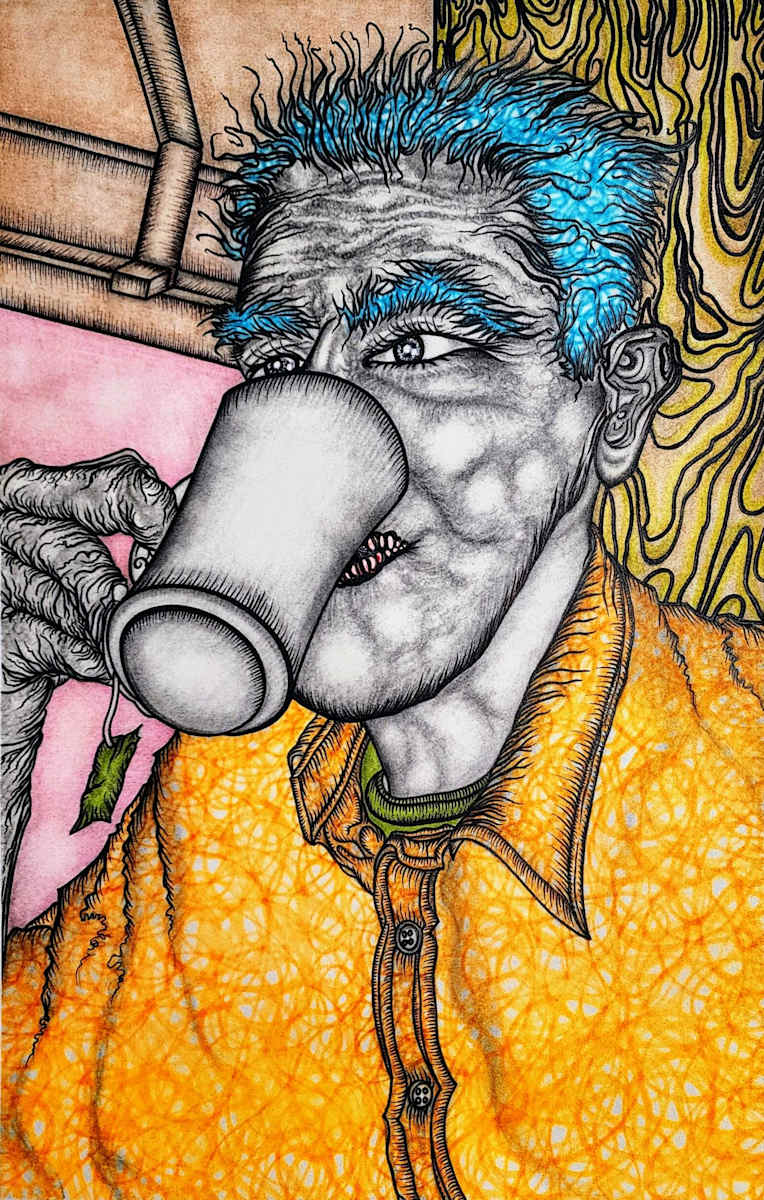 Self Portrait With Teacup, Kenny DeMartines by California Art League 