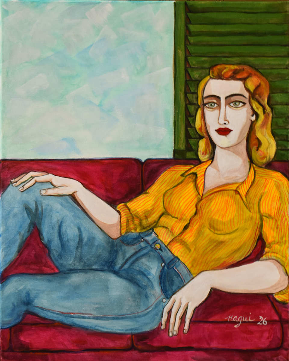 A red sofa by Nagui Achamallah, Image 1.