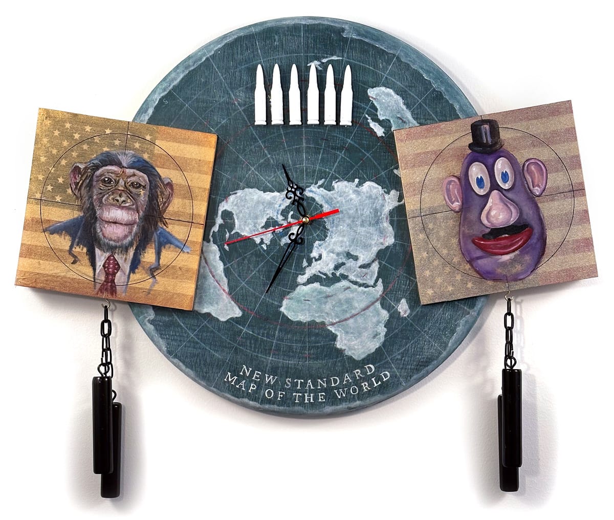 Monkey Man vs. Potato Head in the Flat Earth Showdown by Jennifer Hoffecker 